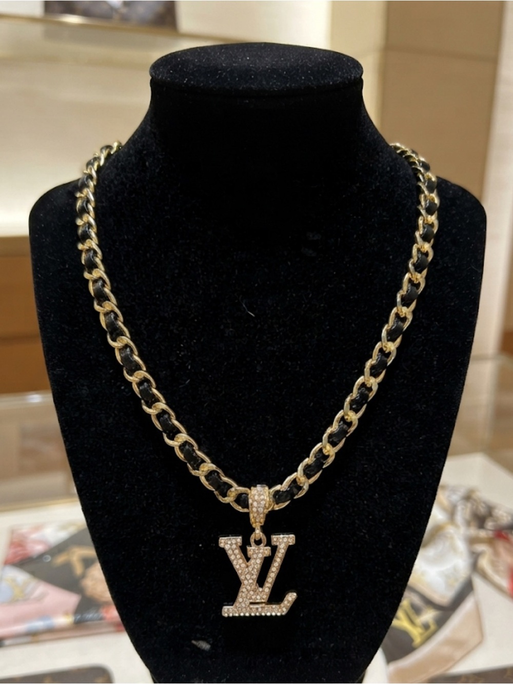 Brand New ! Gold-Tone Chain Necklace with Crystal Pendant
